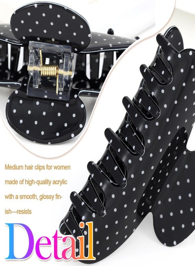 CAKURE Acrylic Hair Clips Polka Dots Claw Jaw Clips Medium Hair Claw Clip Hair Accessories for Women (Pack of 2) (a-white&black) - Image 4